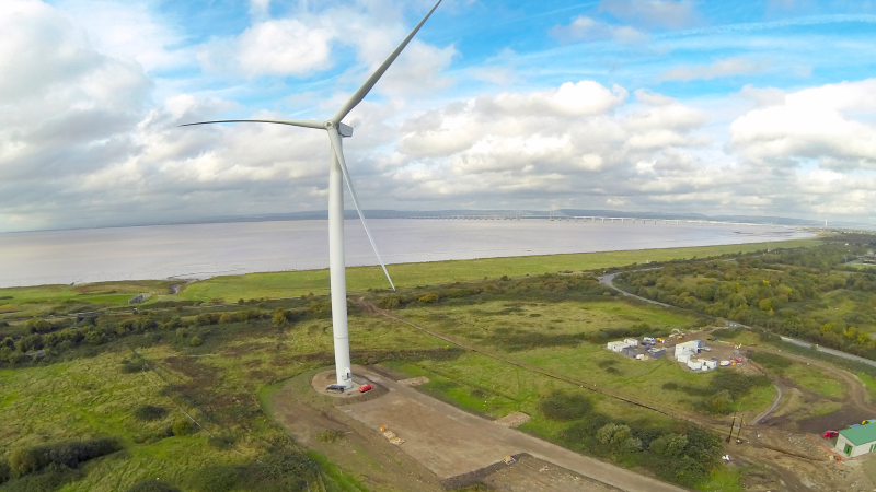 A wind turbine installed in the Bristol area